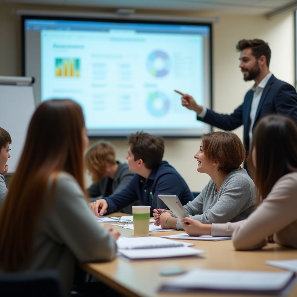 Studenți în sala de curs